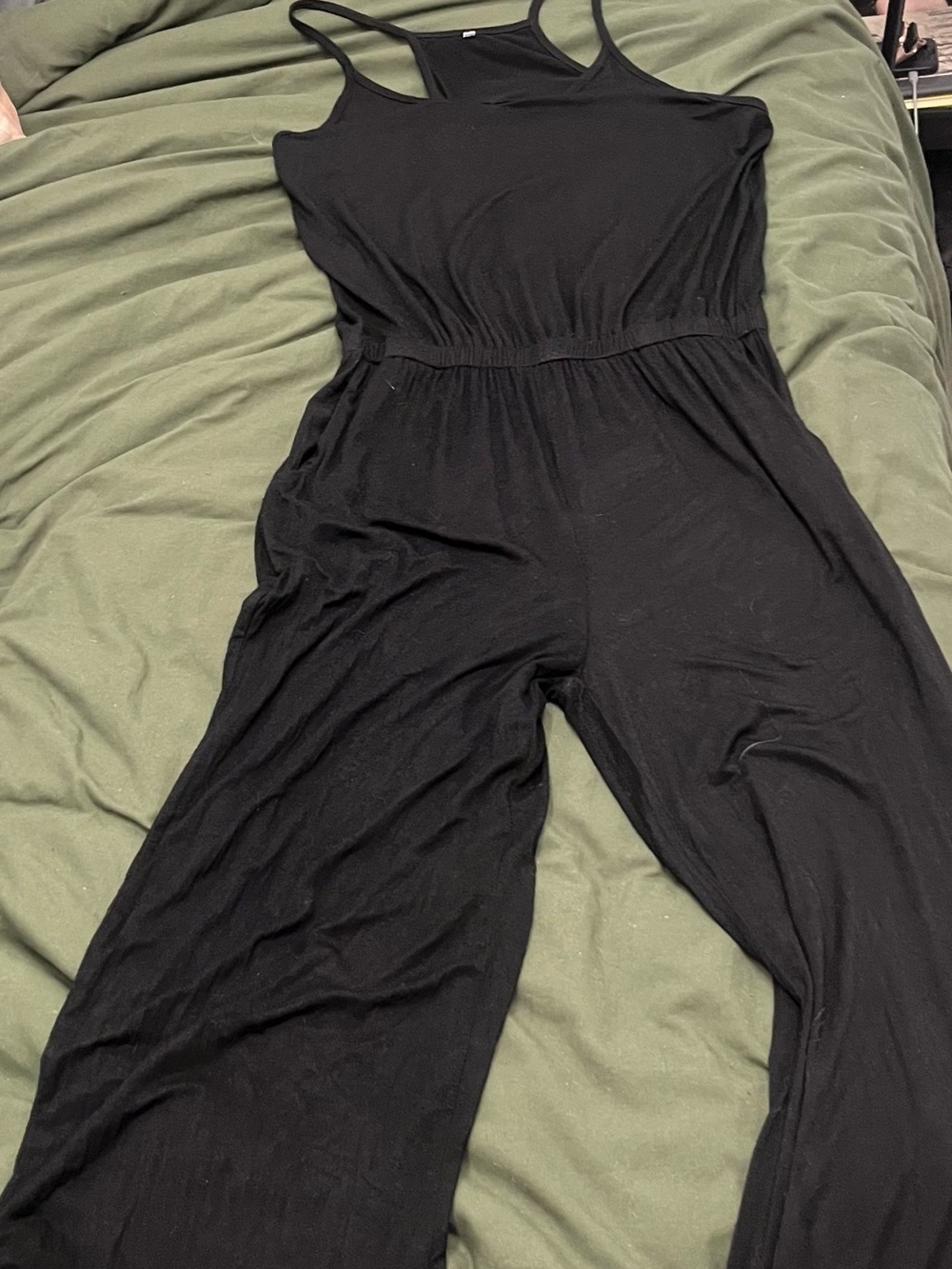 Black Sleeveless Jumpsuit - Women's Wide-Leg with pockets